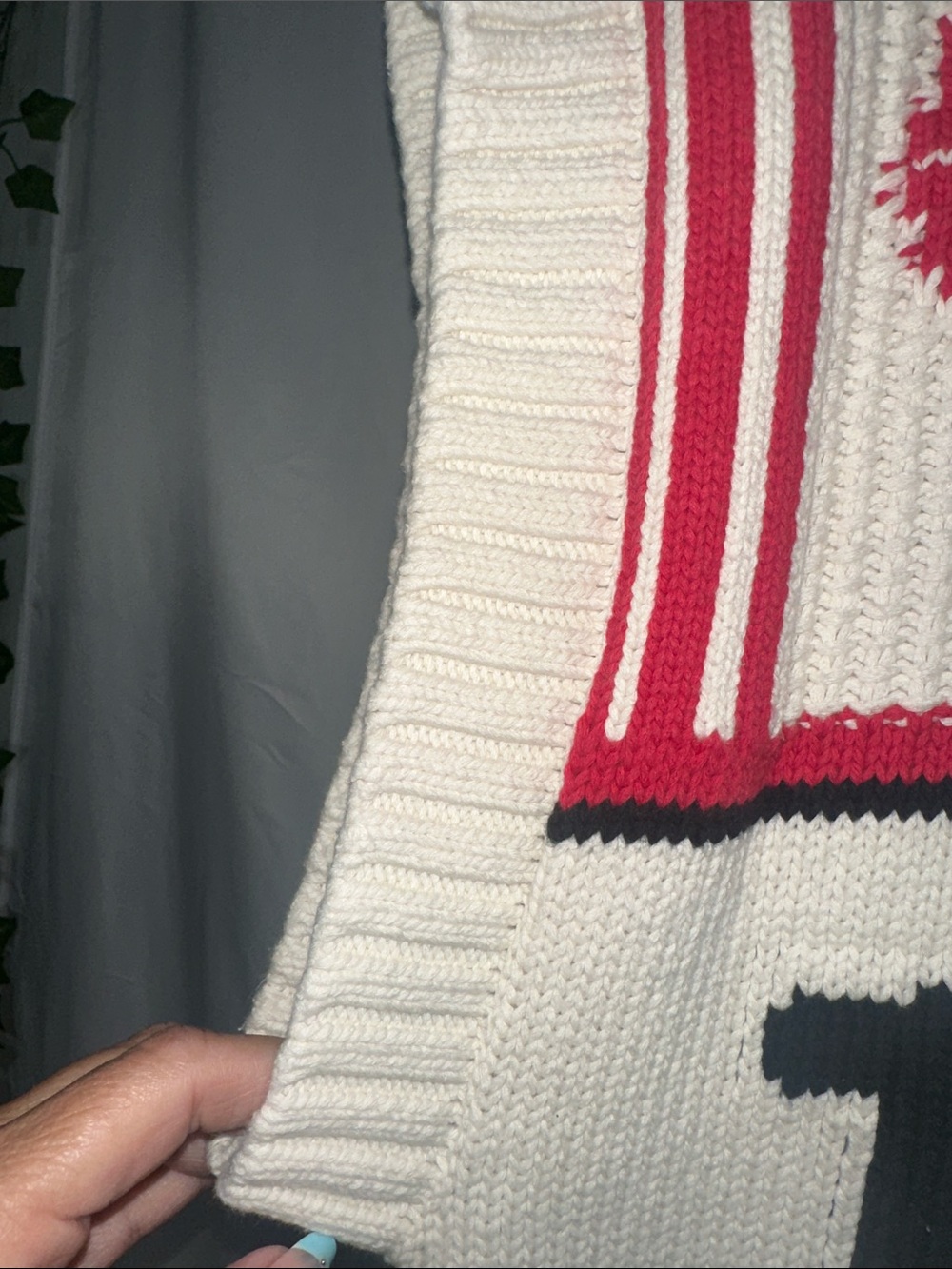 Anthropology Maeve Cream, Red and Black 'Tennis' V-Neck Sweater Vest - Picture 5 of 6